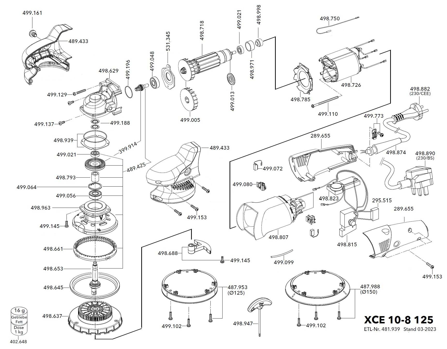 Explosionszeichnung FLEX XCE 10-8 125