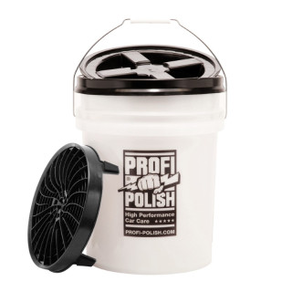 ProfiPolish GRIT GUARD Wascheimer transluzent 18,9 Liter + Dirt Lock schwarz + Gamma Seal Deckel schwarz