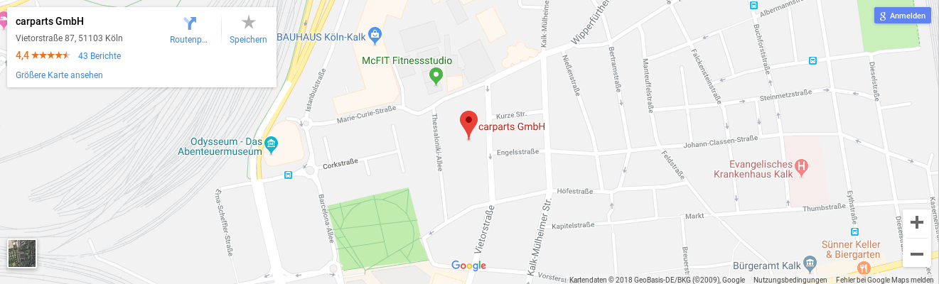 Carparts Köln auf Google Maps ansehen